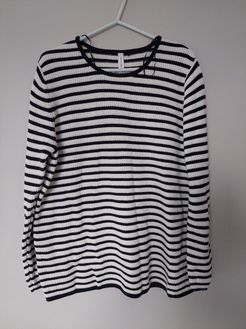 GERRY WEBER Women's Sz 16 Organic Cotton Striped Crewneck Knit Pullover Sweater